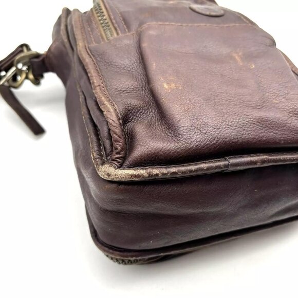 Vintage 90s Dilana Design Collection Brown Leather Organizer Crossbody Bag FLAWS - Picture 12 of 16